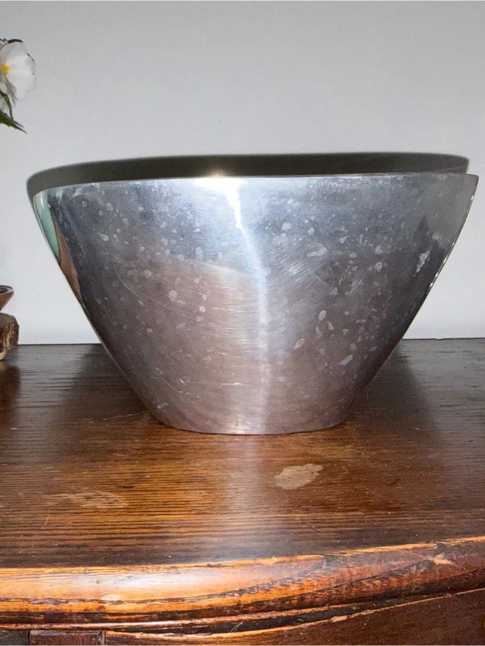 Pottery barn large metal bowl metal alloy aluminum serving center piece dish